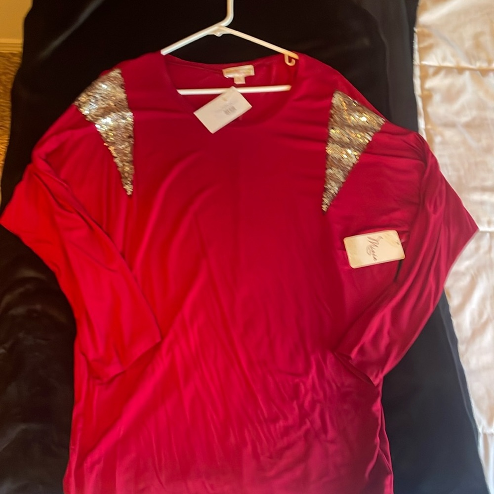 Dark red sequin top